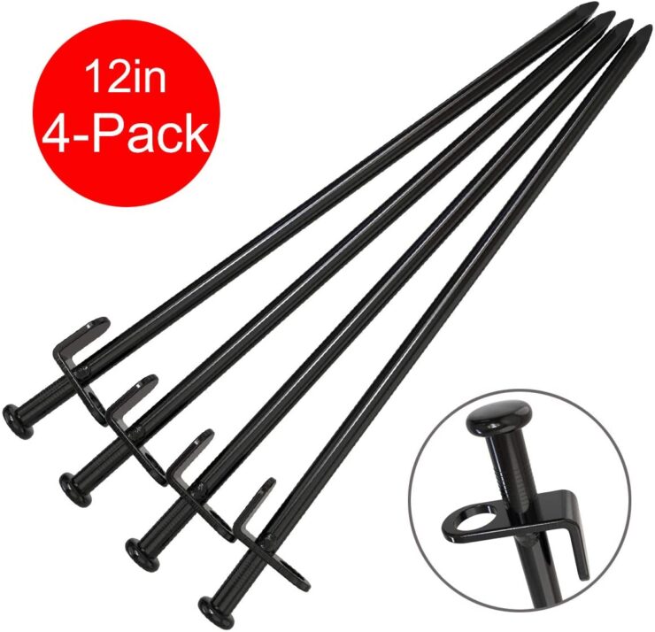 Tent Stakes, BareFour 12-Inch Heavy Duty Camping Stakes - Forged ...
