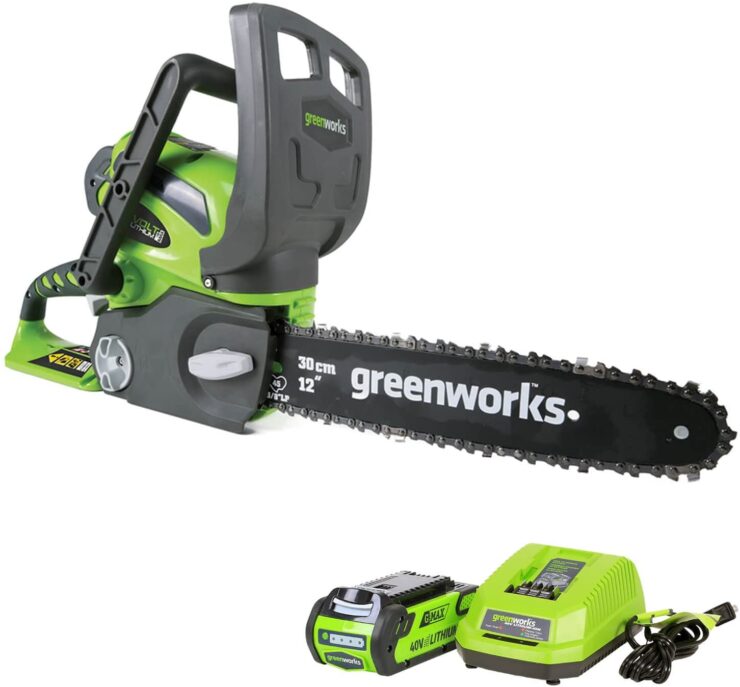 Greenworks 12-Inch 40V Cordless Chainsaw, 2.0 AH Battery Included 20262