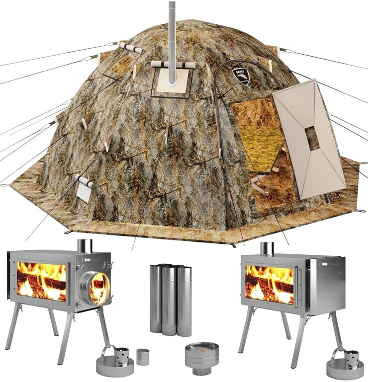 Russian Bear Tent With Wood Burning Stove- Extra Large Family Camping Tents
