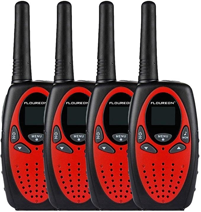 Floureon 4 Packs 22-Channel FRS/GMRS Two Way Radios Up to 3000M/1.9MI Range (MAX 5000M/3.1MI) Handheld Walkie Talkies for Outdoor Adventure (Red)