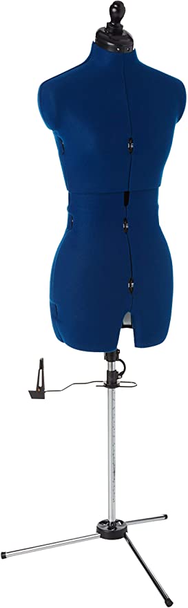 Dritz 20405 My Double Deluxe Dressform with Tri-Pod Stand Adjustable Up to 70&rdquo; Shoulder Height, Small, Blue Sapphire