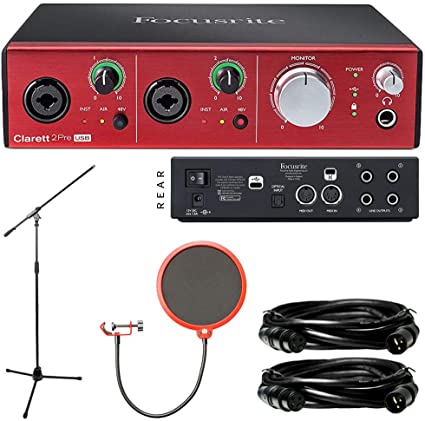 Focusrite Clarett 2Pre USB 10-In/4-Out Audio Interface with Platinum Recording Bundle