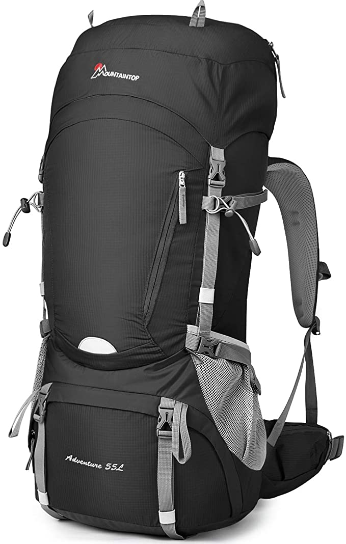 MOUNTAINTOP 55L/65L Internal Frame Backpack Hiking Backpack with Rain Cover