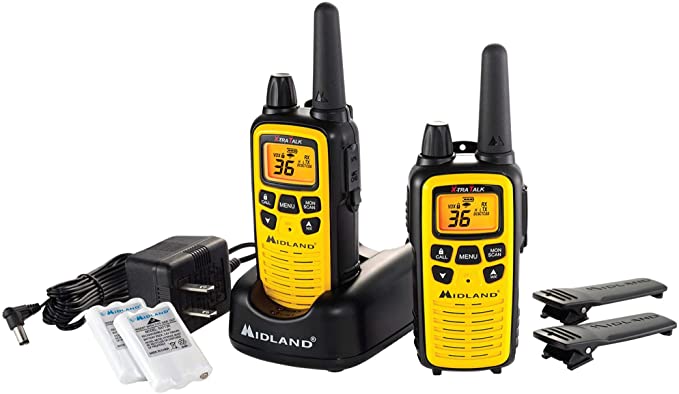 Midland - LXT630VP3, 36 Channel FRS Two-Way Radio - Up to 30 Mile Range Walkie Talkie, 121 Privacy Codes, NOAA Weather Scan + Alert (Pair Pack) (Yellow/Black)