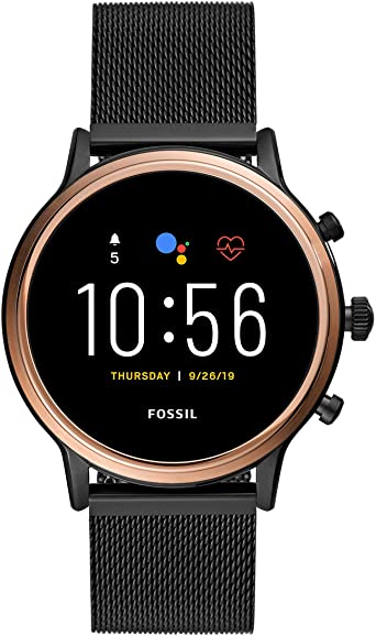 Amazon.com: Fossil Gen 5 Julianna HR Heart Rate Stainless Steel Mesh Touchscreen Smartwatch, Color: Rose Gold, Smoke (Model: FTW6036): Watches