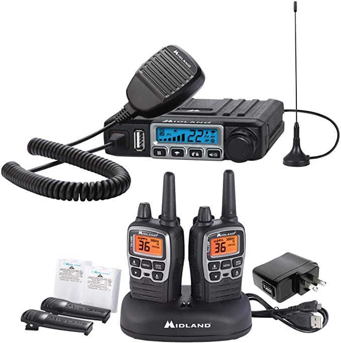 Midland - MXT115AG, MicroMobile Farm Radio Bundle - MicroMobile MXT115 15 Watt GMRS Two-Way Radio w/External Magnetic Mount Antenna &amp; X-TALKER T71VP3 Two-Way Radio w/ 121 Privacy Codes (Pair Pack)